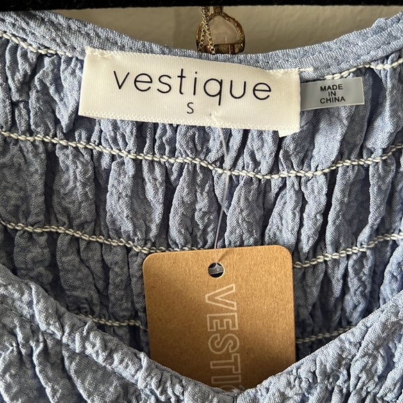 NWT Vestique ruched blue/periwinkle top - Picture 4 of 4